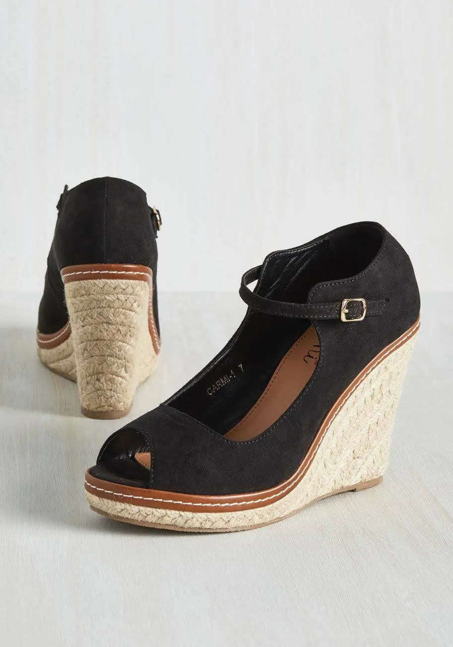 New Modcloth "You Know the Espadrille Wedge in Black", Size 10, Originally $49.99