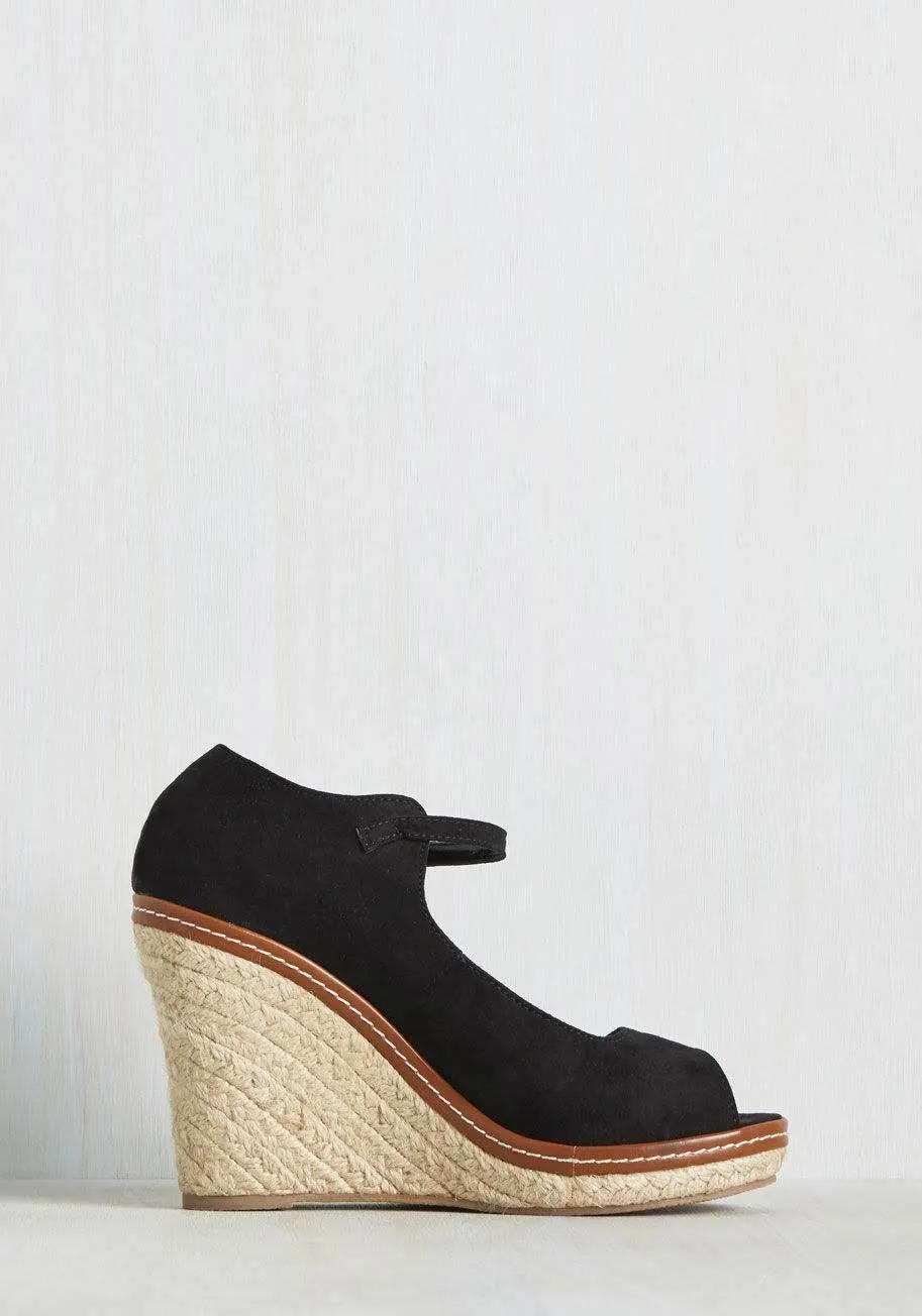 New Modcloth "You Know the Espadrille Wedge in Black", Size 10, Originally $49.99