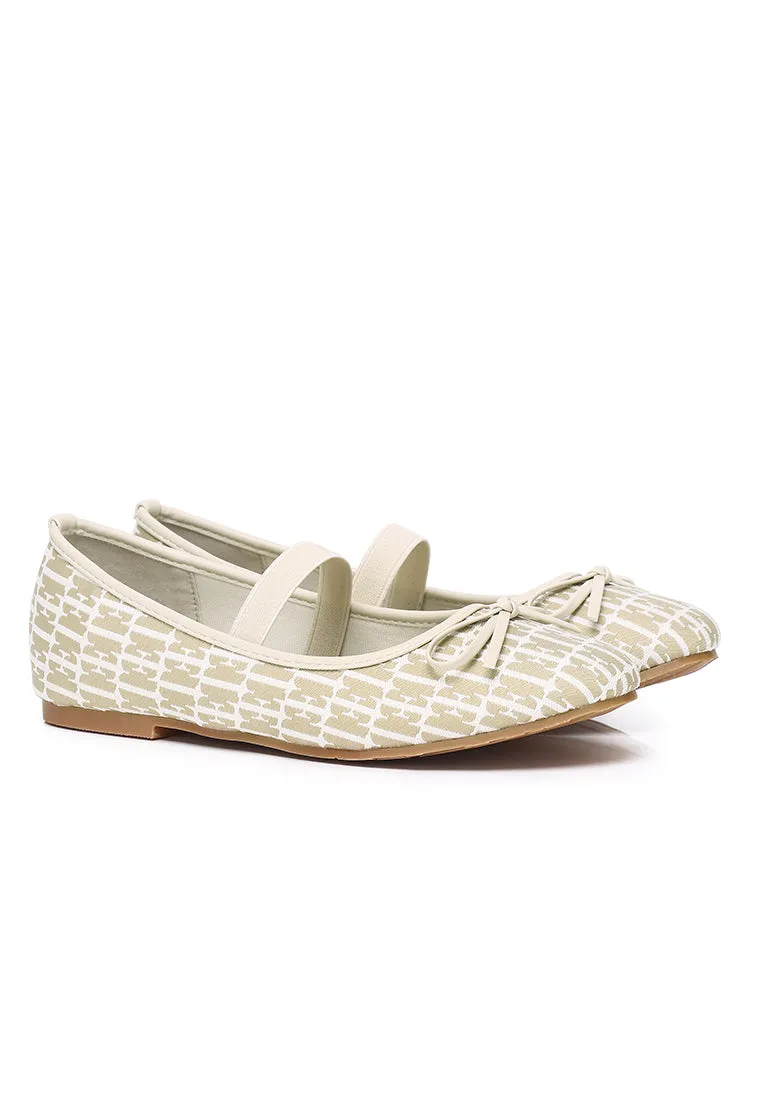 Patrice Comfy Fit Footbed Microfiber Leather Flats & Ballerina In Khaki