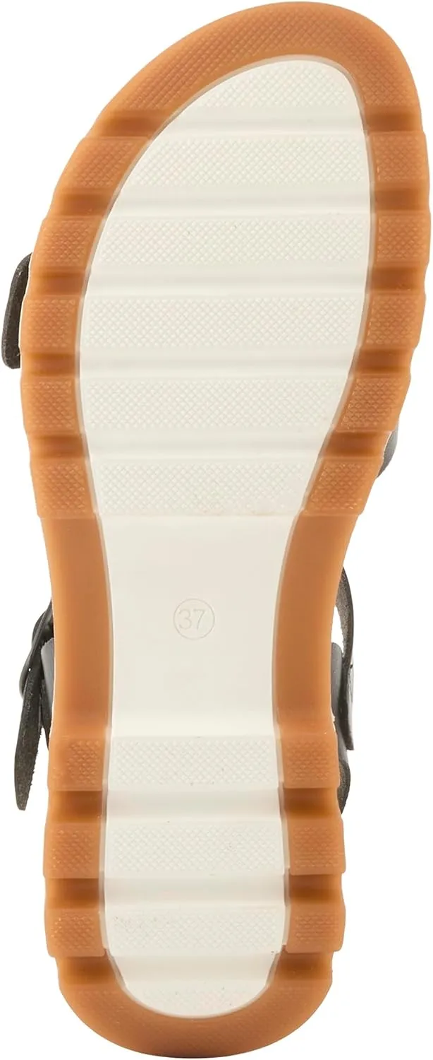 PATRIZIA Women's BUNCH Buckle Sandals - Adjustable Faux Leather Straps, Cushioned Footbed, Sporty White Sole