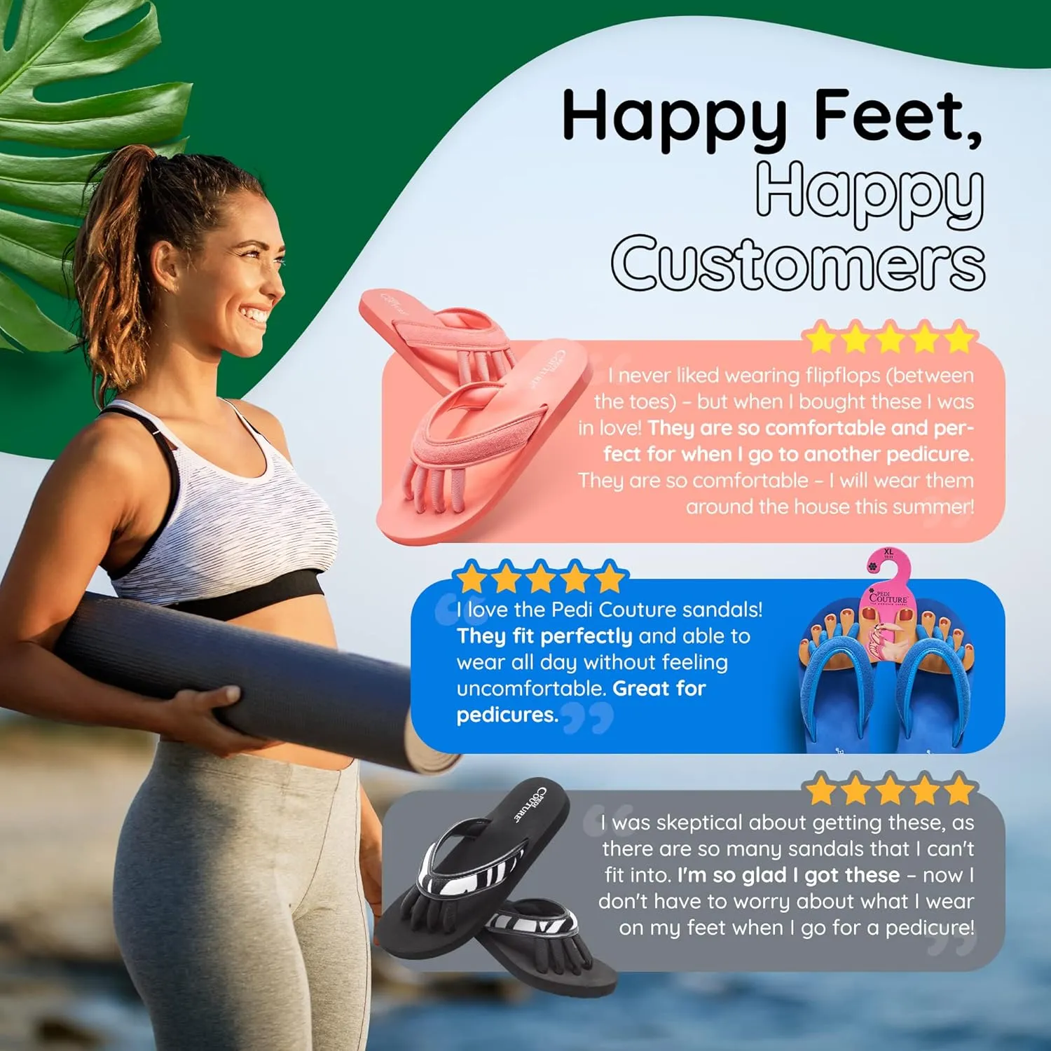 Pedicure Sandals with Built In Toe Separators for Women - Comfortable Spa Style Flip Flops for Home, Salon, Yoga & Gym Use