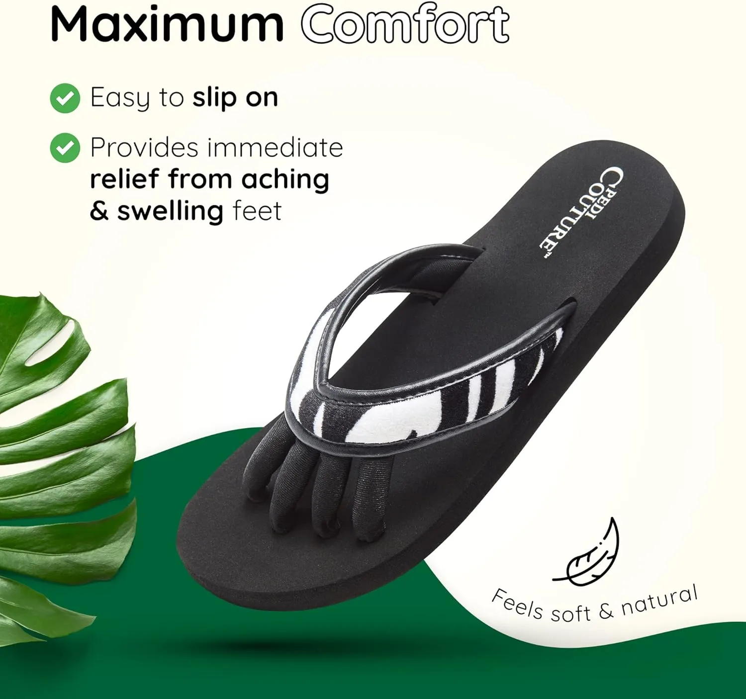 Pedicure Sandals with Built In Toe Separators for Women - Comfortable Spa Style Flip Flops for Home, Salon, Yoga & Gym Use