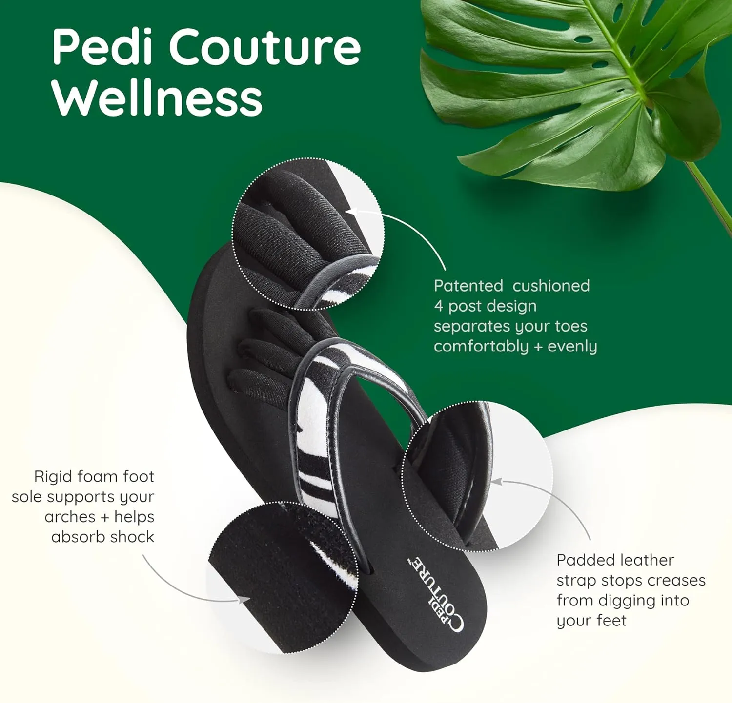 Pedicure Sandals with Built In Toe Separators for Women - Comfortable Spa Style Flip Flops for Home, Salon, Yoga & Gym Use