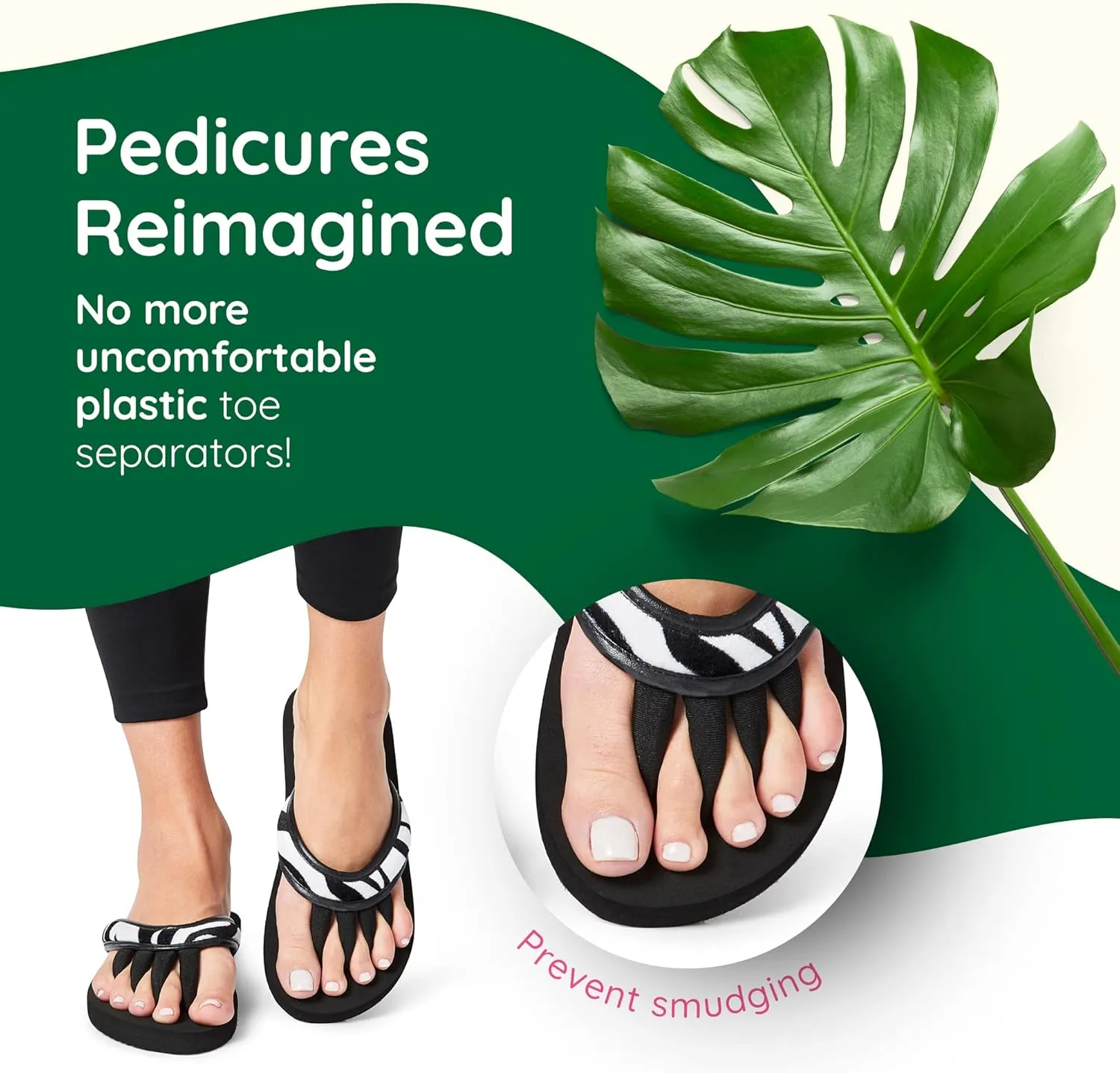 Pedicure Sandals with Built In Toe Separators for Women - Comfortable Spa Style Flip Flops for Home, Salon, Yoga & Gym Use