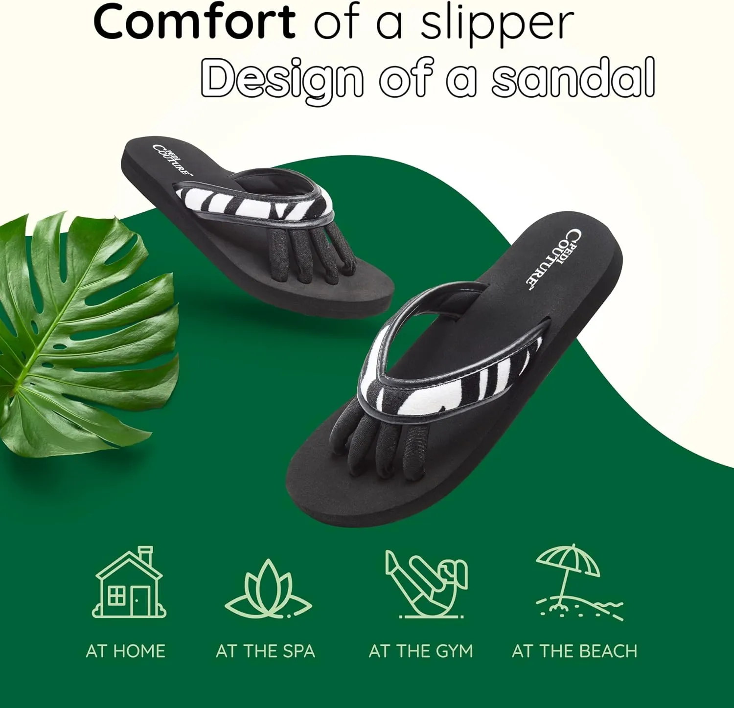 Pedicure Sandals with Built In Toe Separators for Women - Comfortable Spa Style Flip Flops for Home, Salon, Yoga & Gym Use