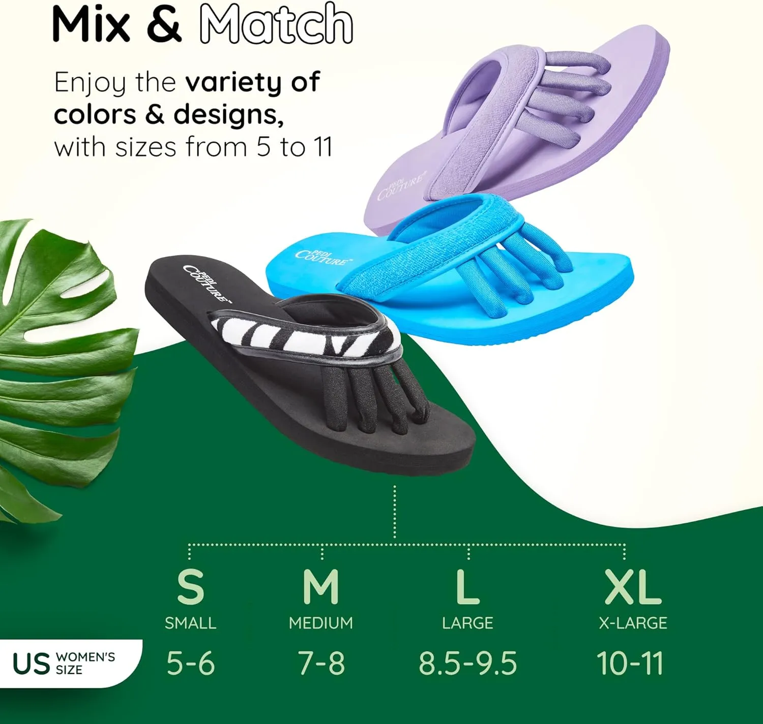 Pedicure Sandals with Built In Toe Separators for Women - Comfortable Spa Style Flip Flops for Home, Salon, Yoga & Gym Use