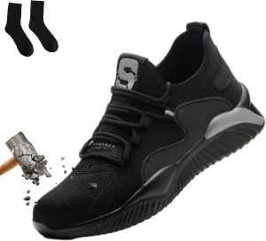 Prestivos Work Shoes for Men Women: Anti-Slip, Steel Toe, Comfortable, All-Day Use, Unisex, Adult, US Size, Black