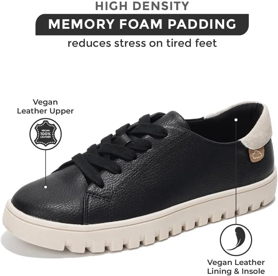 Project Cloud Genuine Leather Loafers for Women – Women's Fashion Sneakers for 2025, Non-Slip Work Shoes with Memory Foam Insole – Lightweight & Flexible Womens Loafers (Filide)