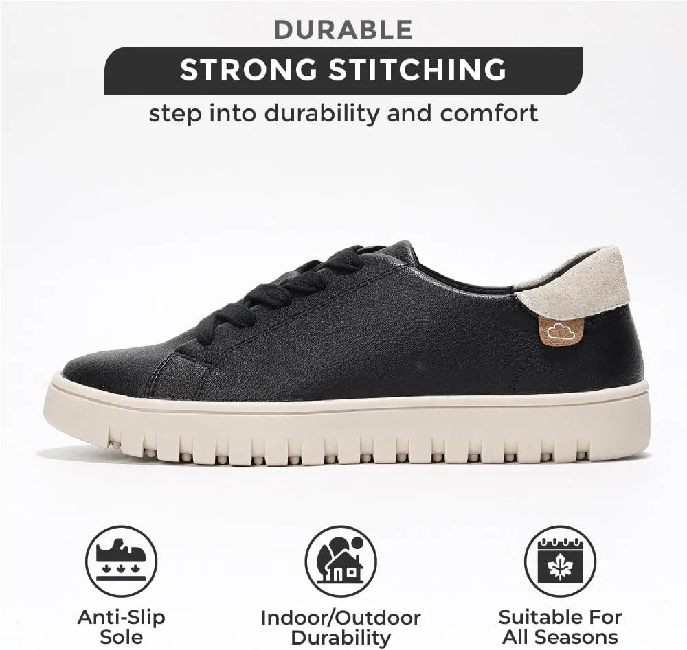 Project Cloud Genuine Leather Loafers for Women – Women's Fashion Sneakers for 2025, Non-Slip Work Shoes with Memory Foam Insole – Lightweight & Flexible Womens Loafers (Filide)