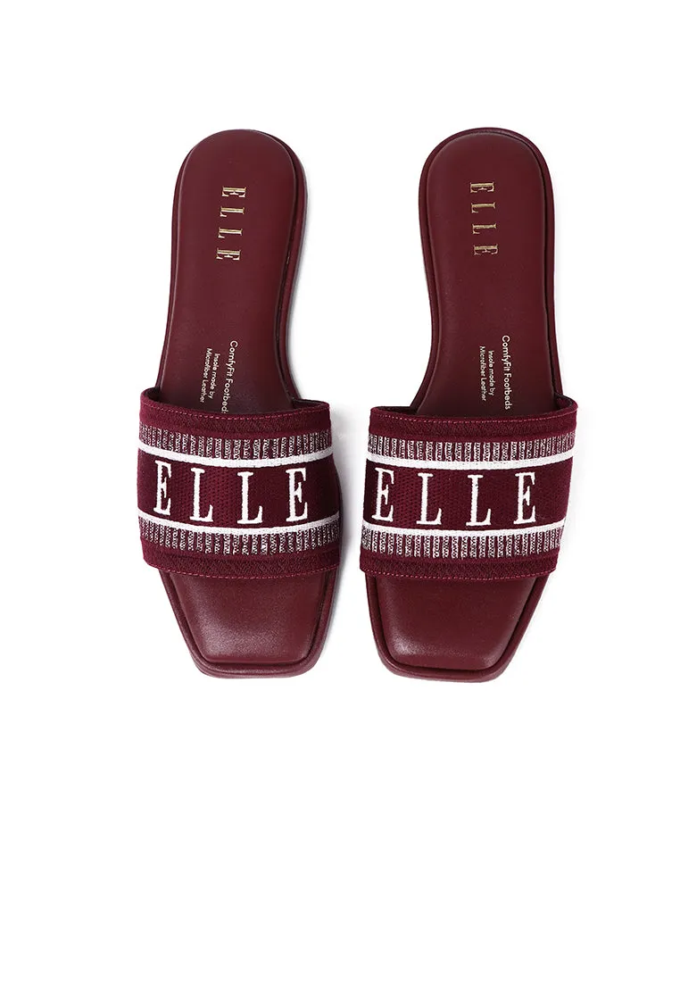 Renee Comfy Fit Footbed Microfiber Leather Sandals In Maroon