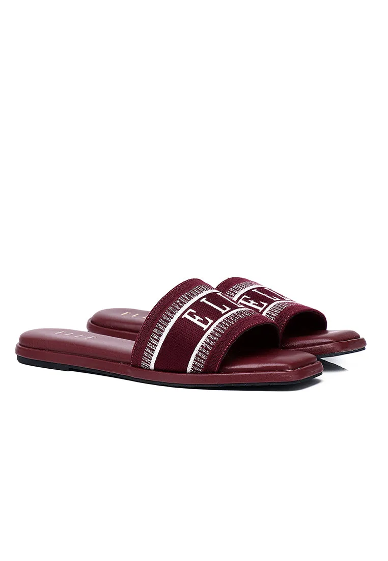 Renee Comfy Fit Footbed Microfiber Leather Sandals In Maroon