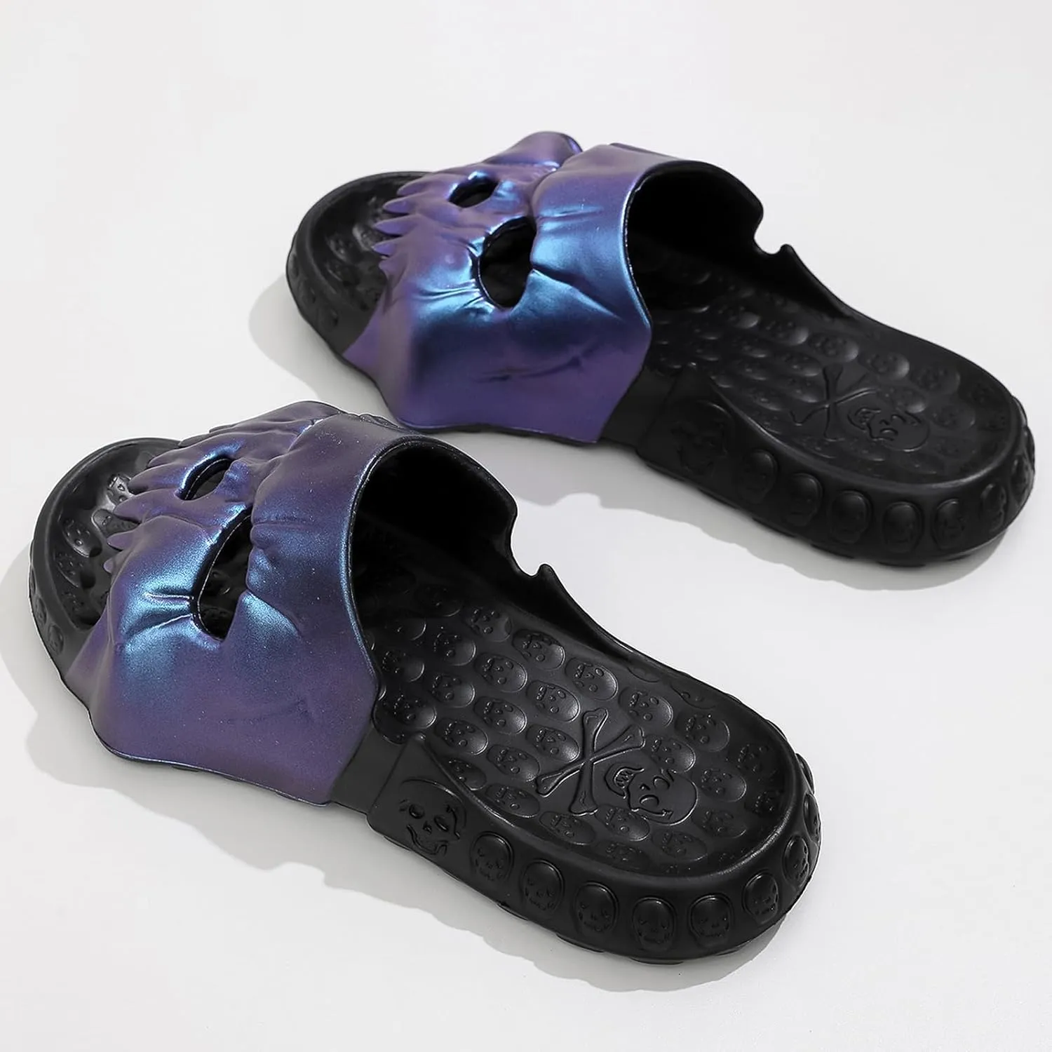 Skull Slides Slippers for Women Men Thick Sole Pillow Slippers Cushioned Shower Sandals Non Slip Halloween Shoes