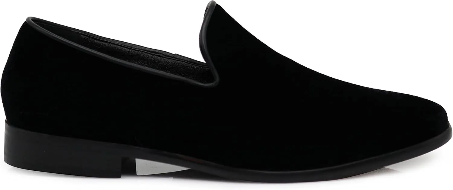 SPT03 Men's Vintage Plain Velvet Dress Loafers Slip On Shoes Classic Tuxedo Dress Shoes