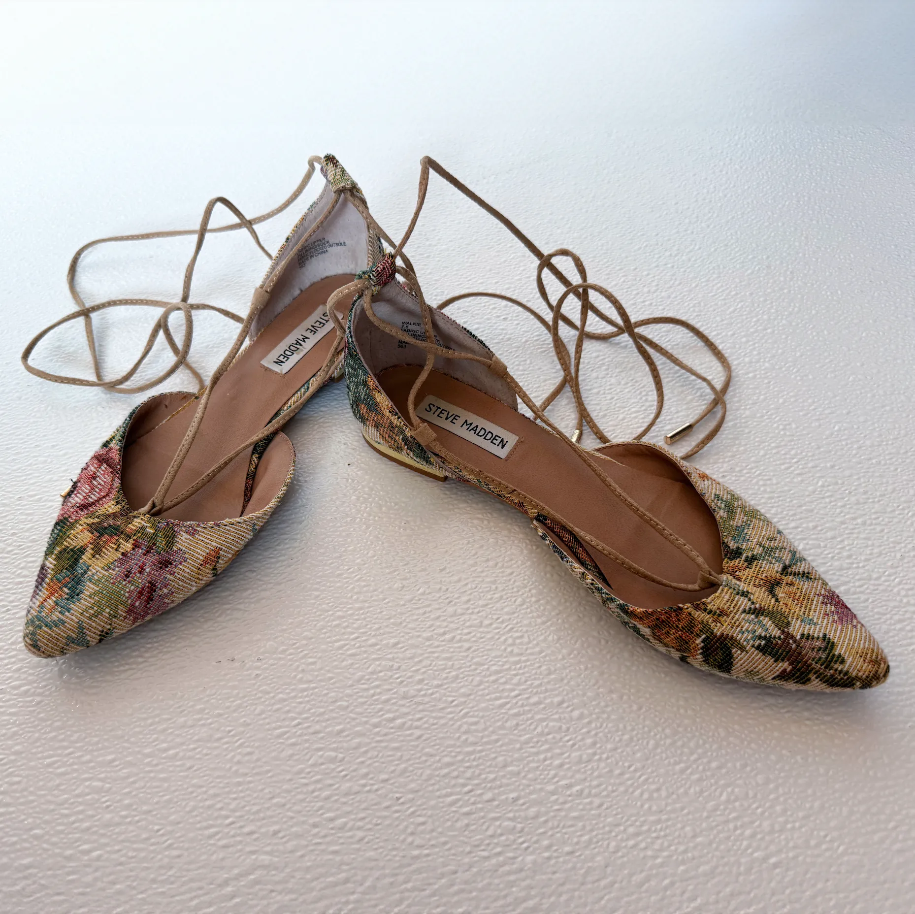 Steve Madden Floral Tapestry Lace-Up Flats
