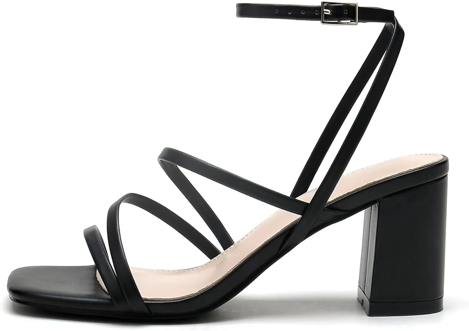 Strappy Heels for Women Square Toe Low Chunky Block Heels Dress Shoes Open Toe Heeled Sandals