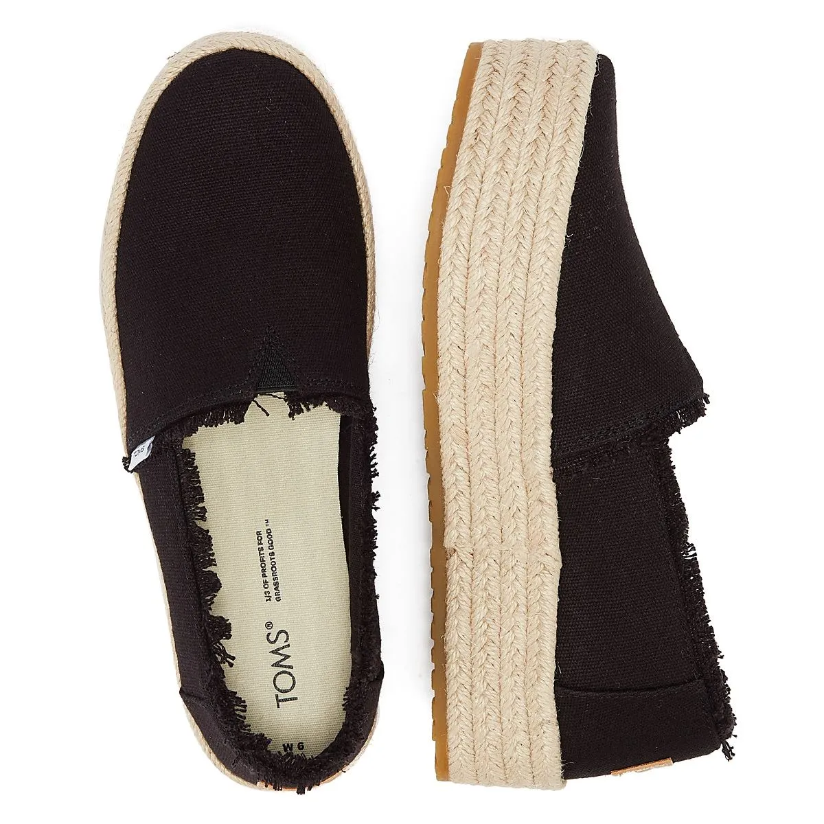 TOMS Canvas Valencia Espadrilles Femmes Black Sandal