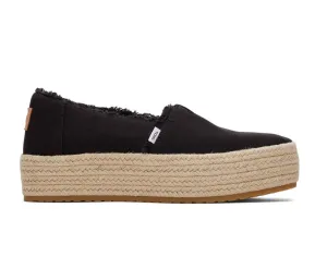 TOMS Valencia Platform Black Canvas Women Slip-On