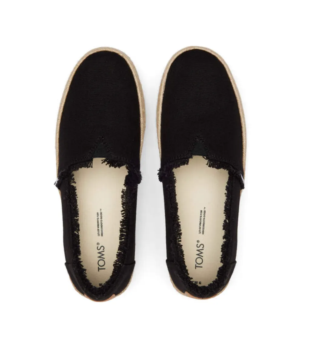 TOMS Valencia Platform Black Canvas Women Slip-On