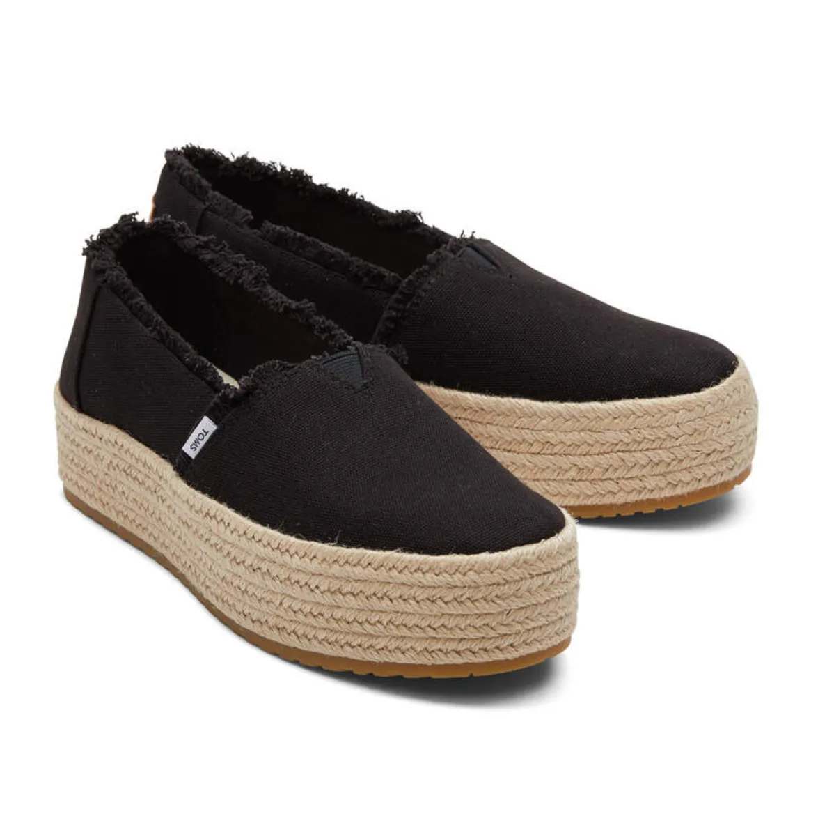 TOMS Valencia Platform Black Canvas Women Slip-On