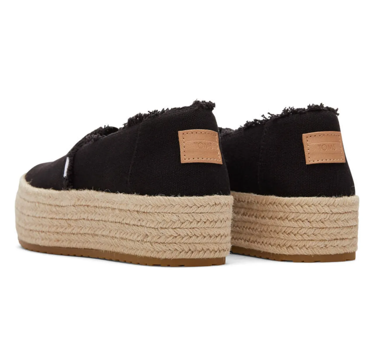 TOMS Valencia Platform Black Canvas Women Slip-On