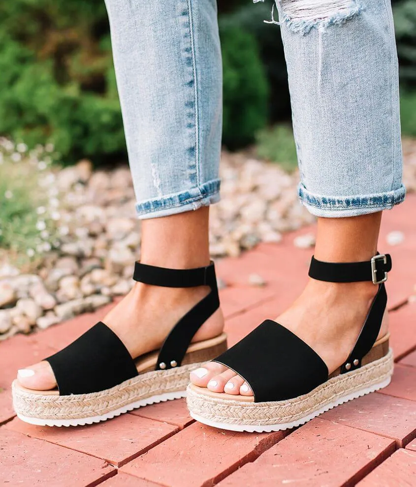 User-friendly Espadrilles Strap Toe (10, Open Sandal Casual Flatform Soda Topic Buckle Black) Wedge Price guarantee Ankle