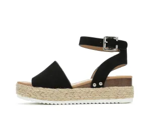 User-friendly Espadrilles Strap Toe (10, Open Sandal Casual Flatform Soda Topic Buckle Black) Wedge Price guarantee Ankle