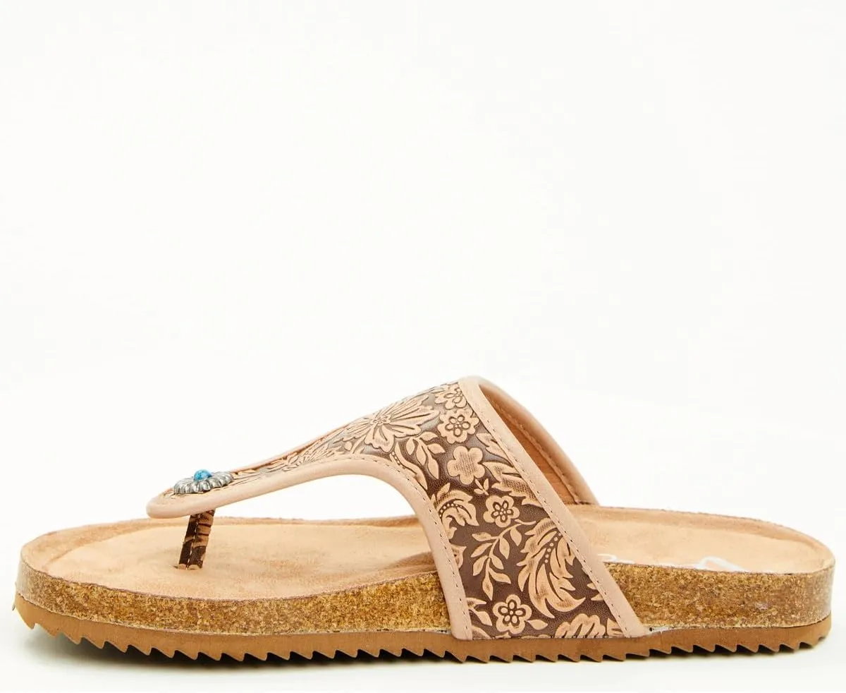 Very G Womens Danni Floral Detail Fashion Flip Flop Sandal