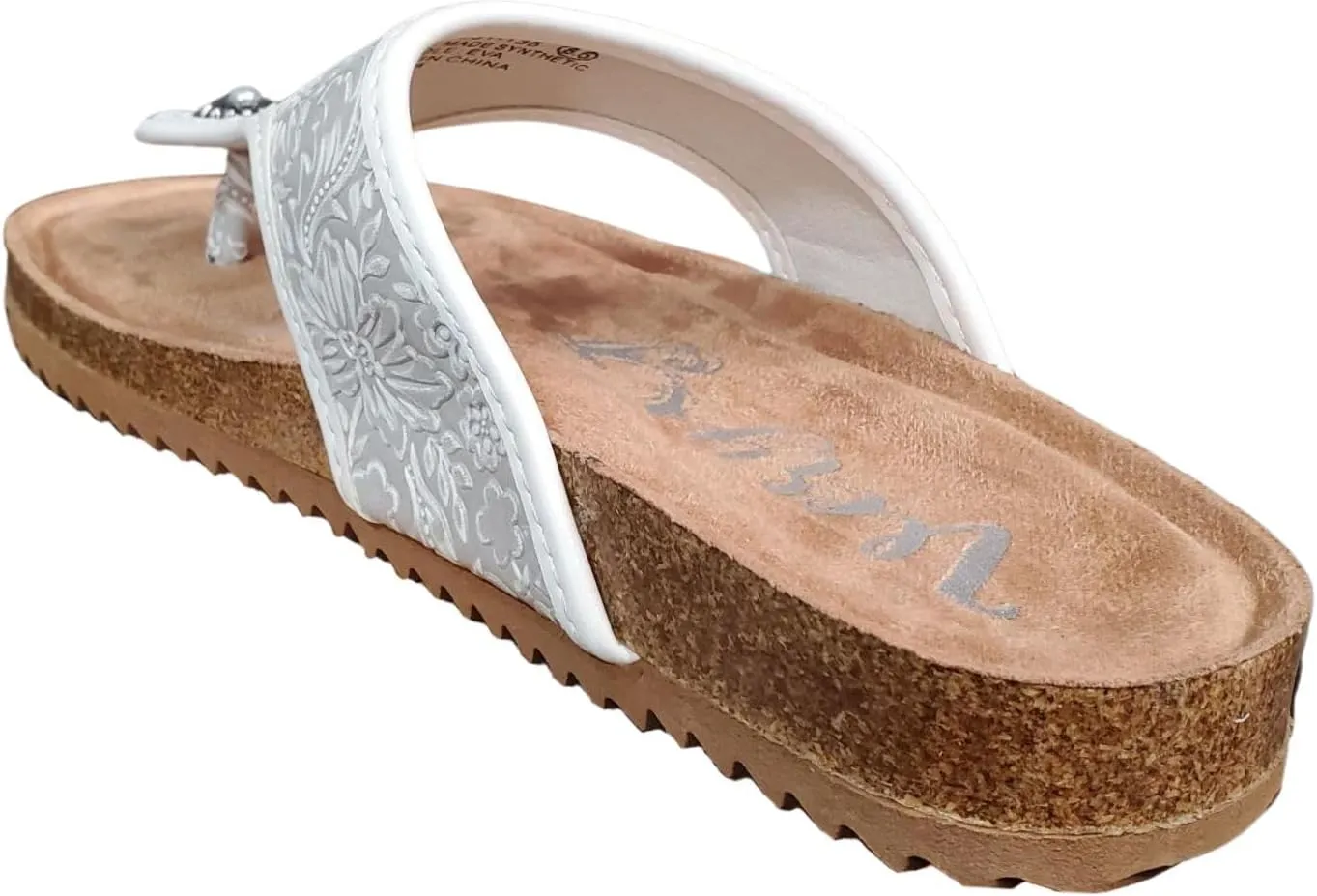 Very G Womens Danni Floral Detail Fashion Flip Flop Sandal