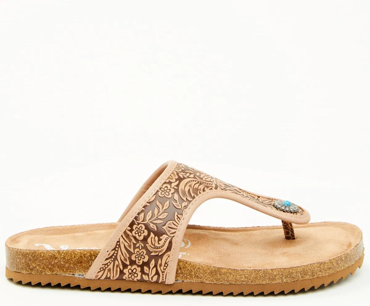 Very G Womens Danni Floral Detail Fashion Flip Flop Sandal