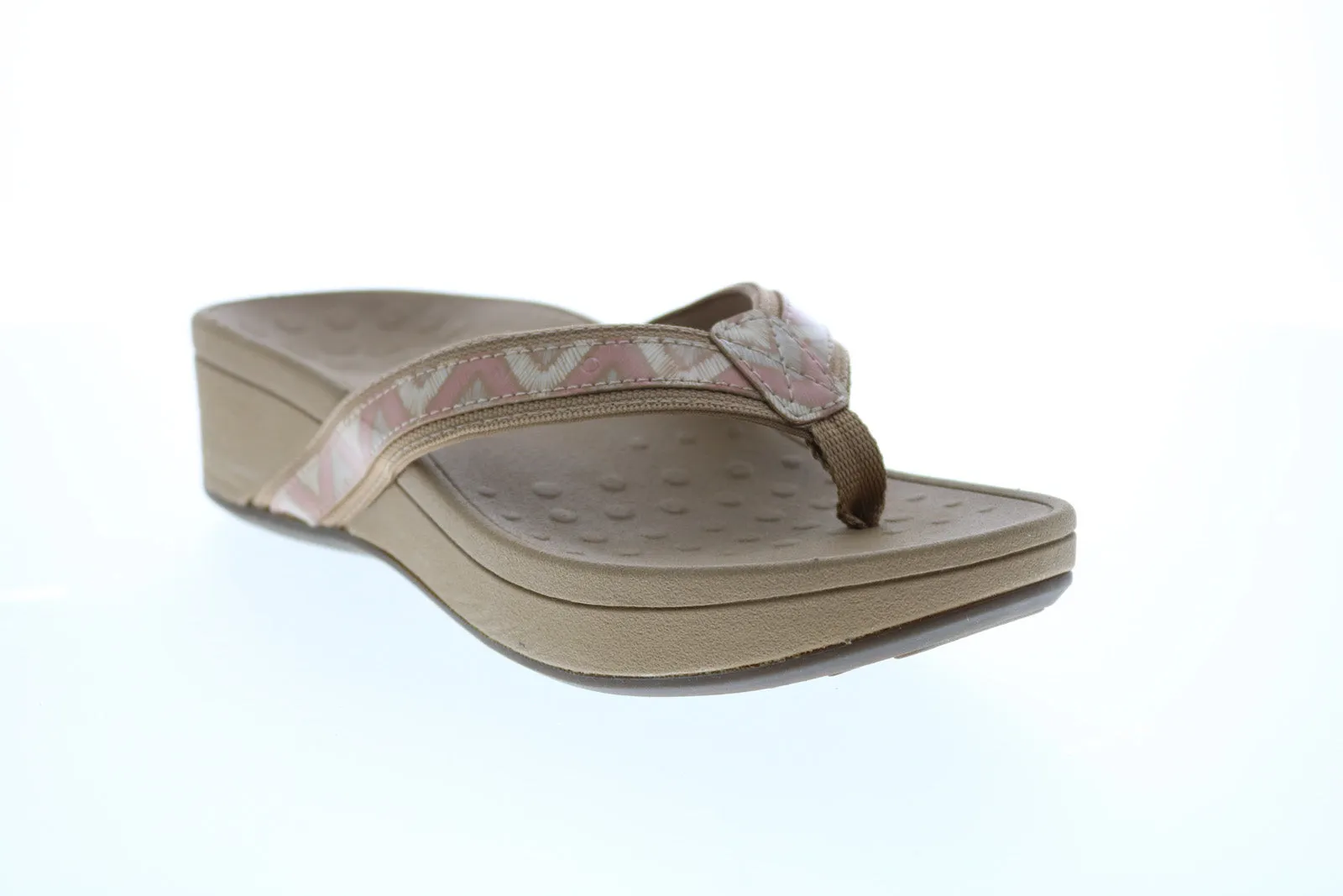 Vionic Hightide Chevron 10011242-DSTPNK Womens Brown Flip-Flops Sandals Shoes