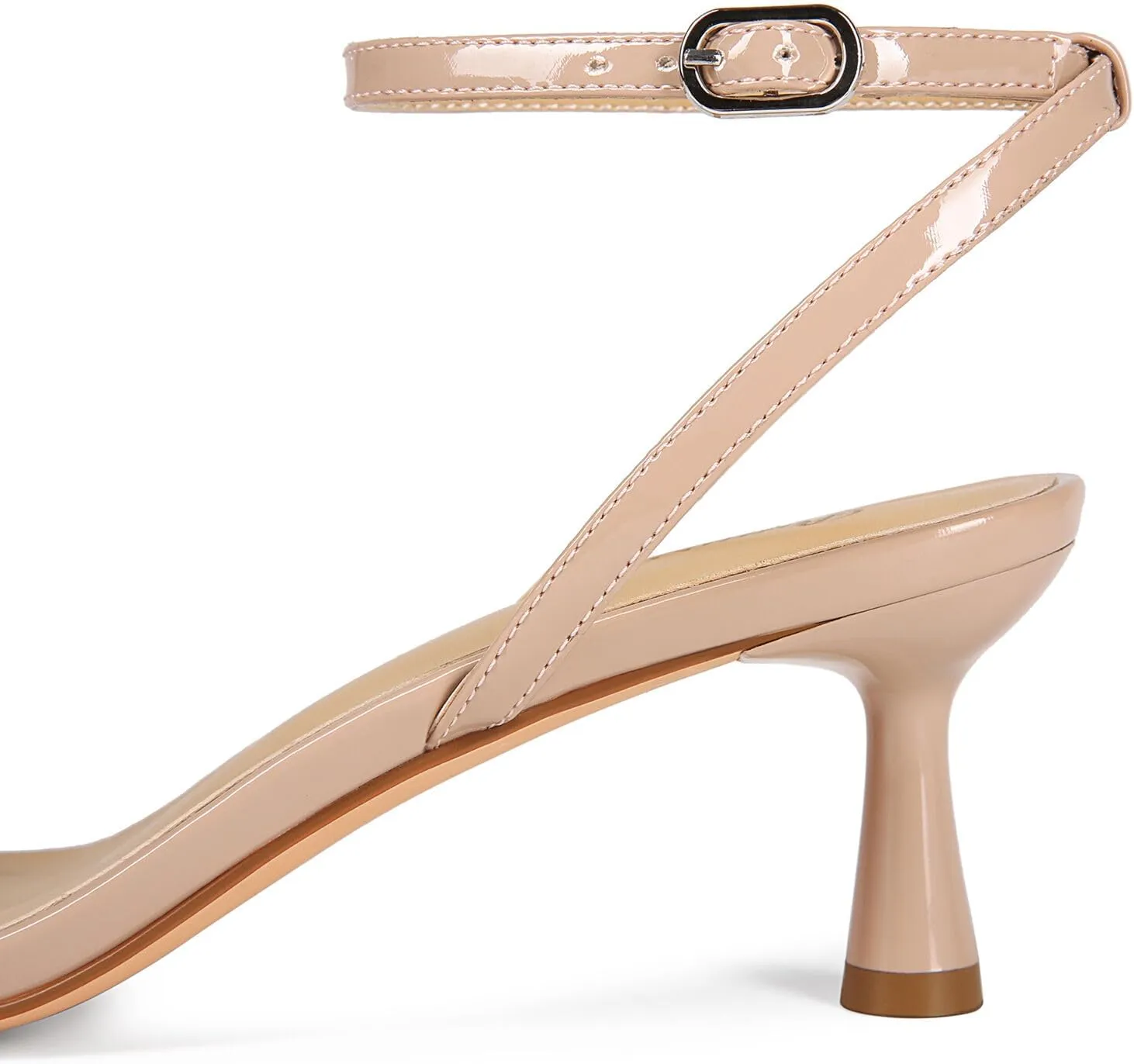 wide width sandals for women Ankle-Strap slingback Kitten heels Square Toe low Heel strappy heeled sandals