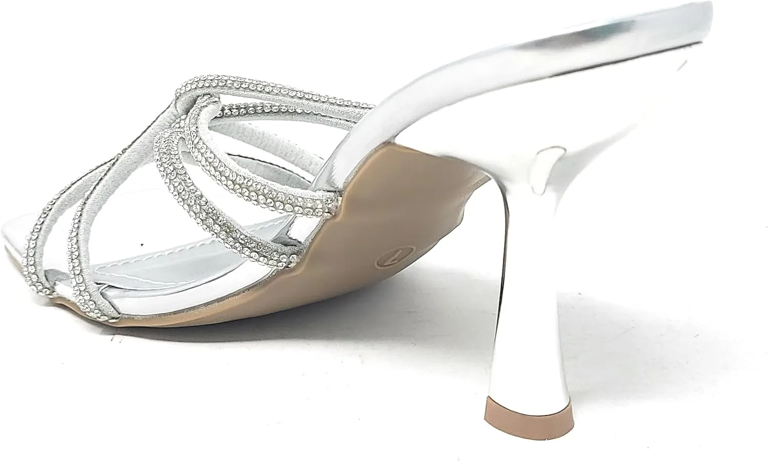 Wild Diva Nisha-07 Women's Square Toe Rhinestone Details Stilleto Heel Sandals