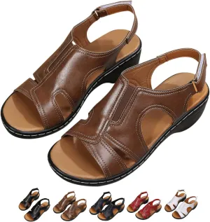 Women's Open Toe Wedge Orthotic Sadanar Sandals,Casual Non-Slip Comfy Stitching Hollow Adjusting Walking Shoes with Arch Support