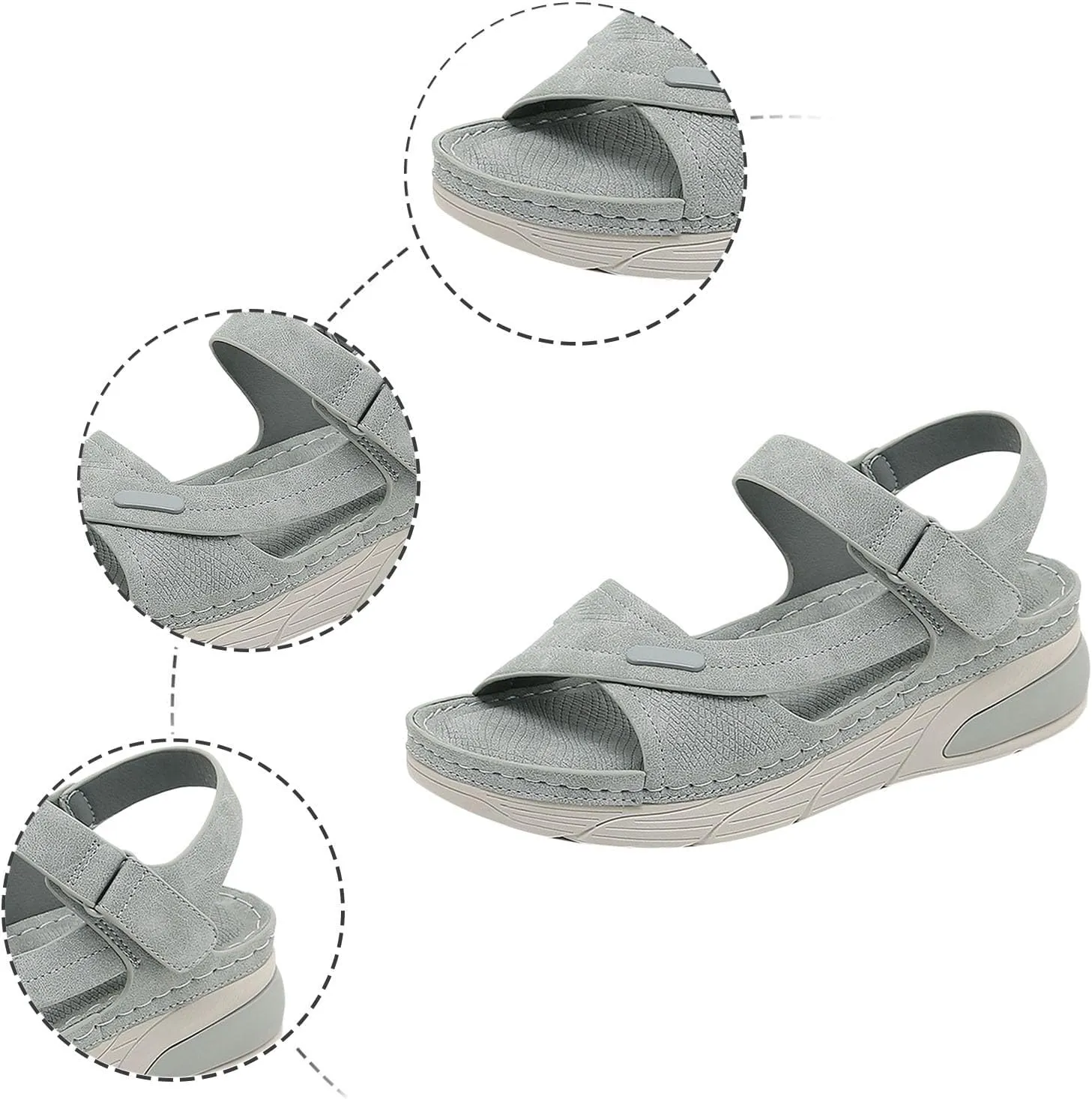 Women's Summer Platform Sandals Comfortable Toe Casual Walking Shoes with Thick Sole for Outdoor Vacation Travel