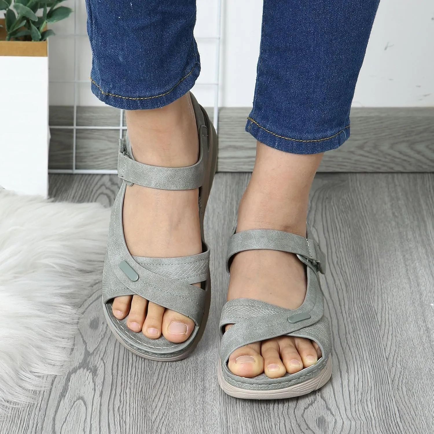 Women's Summer Platform Sandals Comfortable Toe Casual Walking Shoes with Thick Sole for Outdoor Vacation Travel
