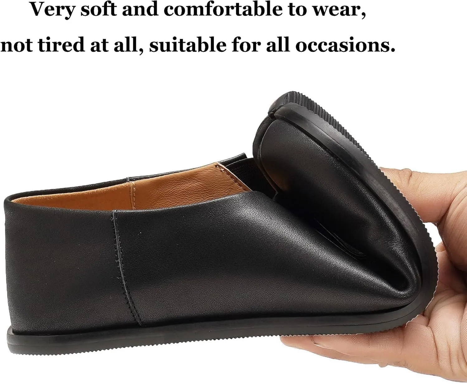 Women's Tabi Leather Loafers Shoes, Split-Toe Slip-On Casual Comfort All-Day Non-Slip Walking Moccasins