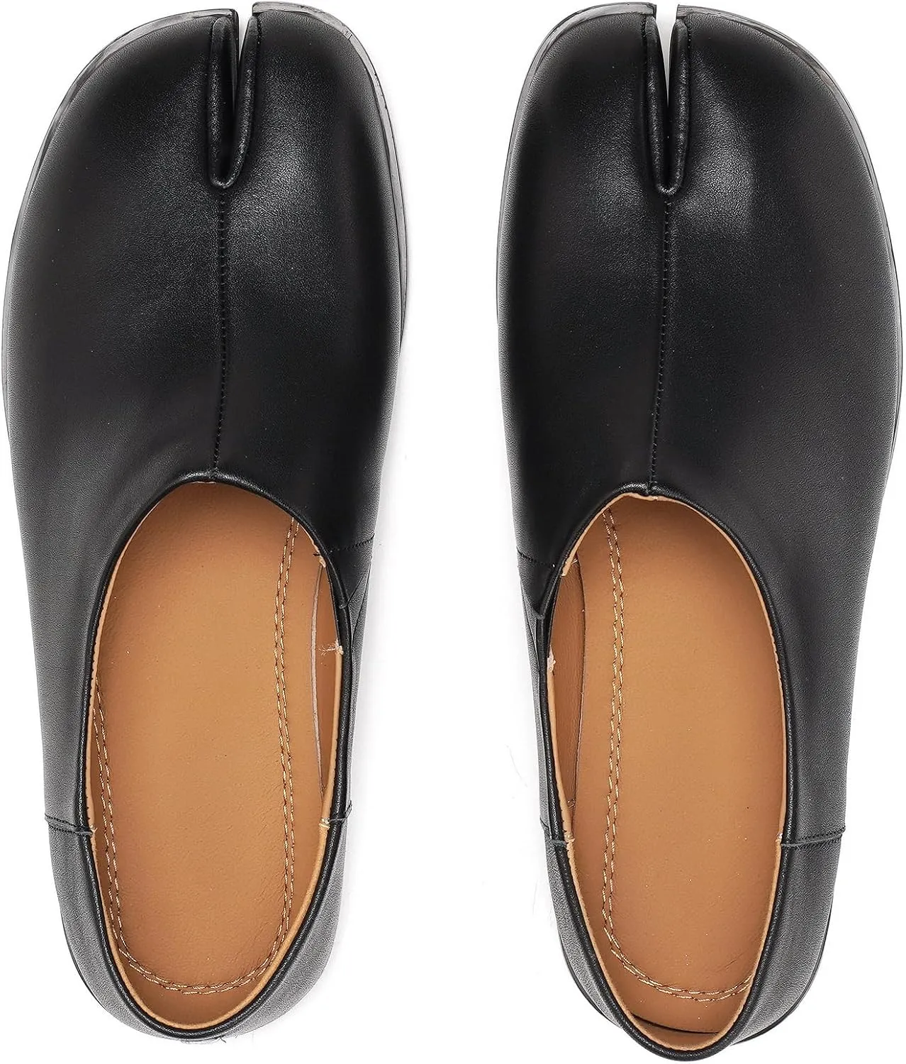 Women's Tabi Leather Loafers Shoes, Split-Toe Slip-On Casual Comfort All-Day Non-Slip Walking Moccasins