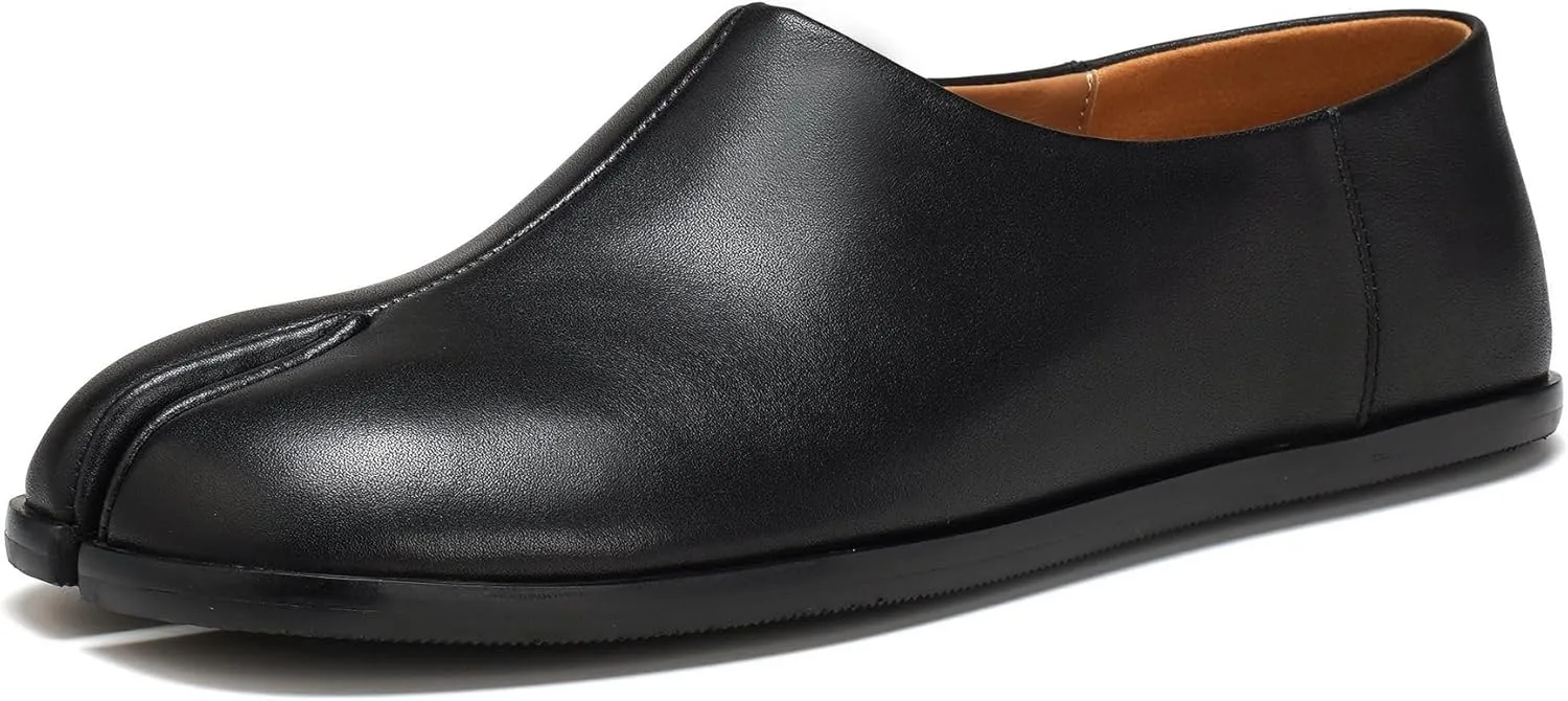 Women's Tabi Leather Loafers Shoes, Split-Toe Slip-On Casual Comfort All-Day Non-Slip Walking Moccasins