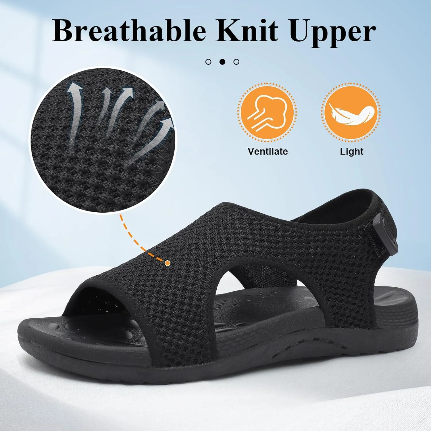 XIHALOOK Womens Orthopedic Walking Sandals with Adjustable Hooks Open Toe Sports Sandals Breathable Knit Summer Shoes